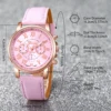 5PCS/Set Fashion Women Watch Rhinestone Heart Jewelry Set Geneva Watch Casual Leather Band Quartz Wristwatch（Without Box） 6