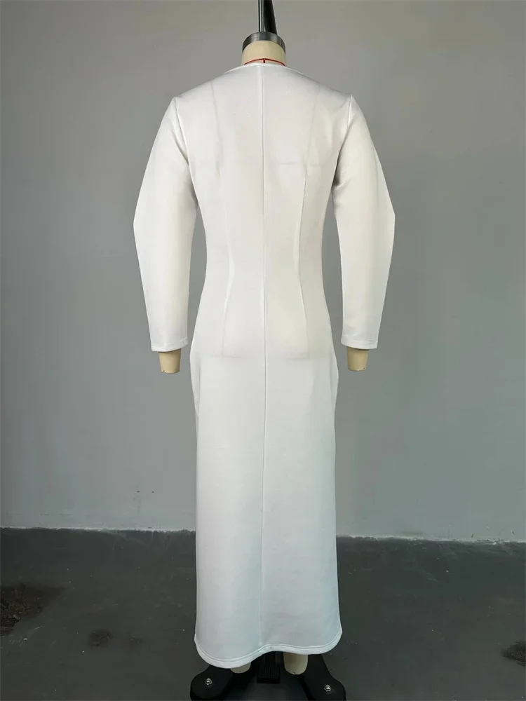 Wmstar Dress for Women 2024 Solid Color Party Sexy Beading Slip Hem Bodycon V Neck Dresses Fall Clothes Wholesale Dropshipping