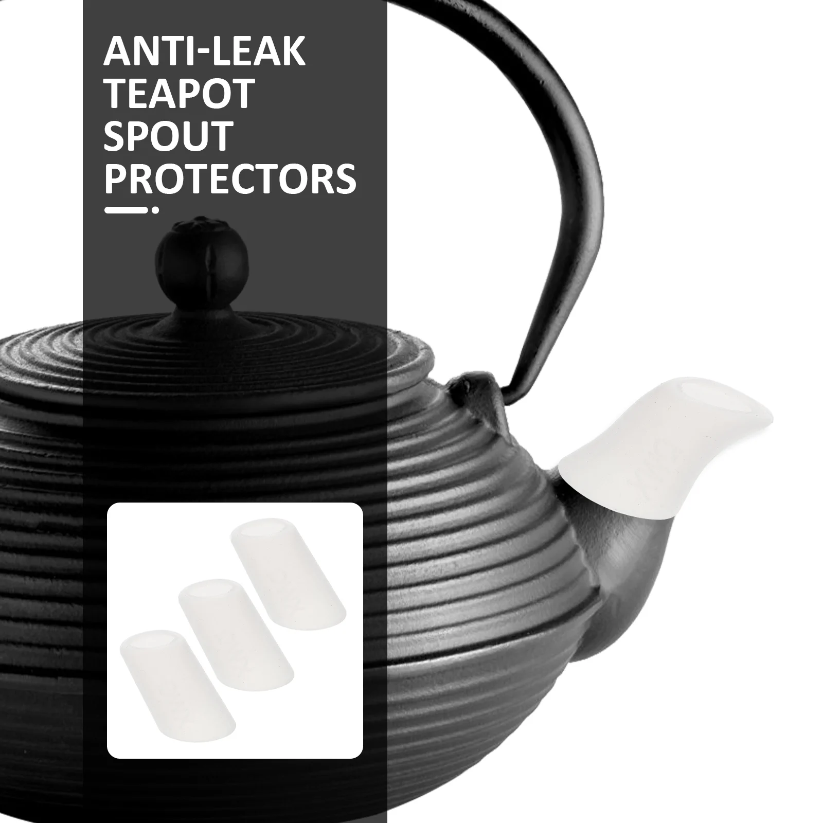 3 Pcs White Teapot Spout Covers Anti Leak Silicone Protectors Protective Sleeves Teapot Accessories Dinnerware Sets Kitchen