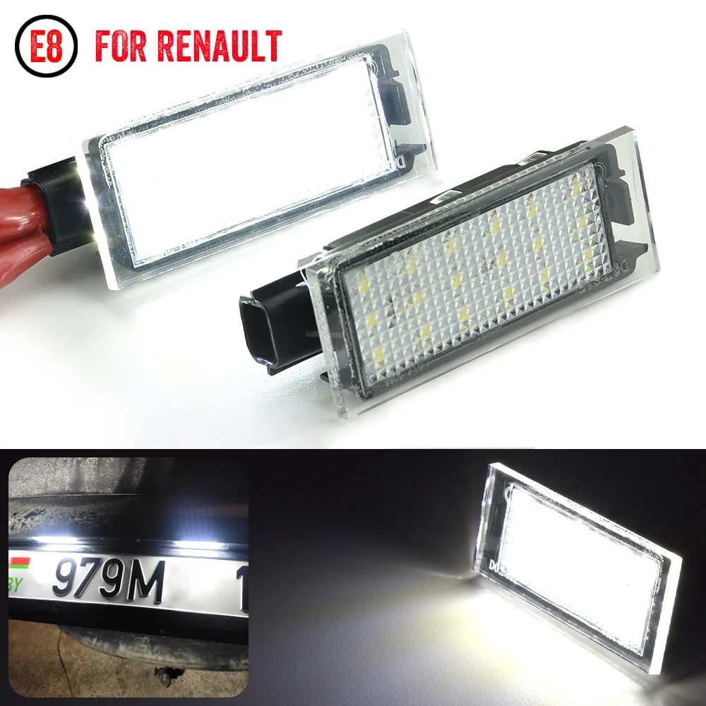 

2Pcs Canbus LED License Plate Lights For Renault Megane 2 3 Master 2 Laguna 3 Vel Satis Clio III IV Espace Number Plate Lamp