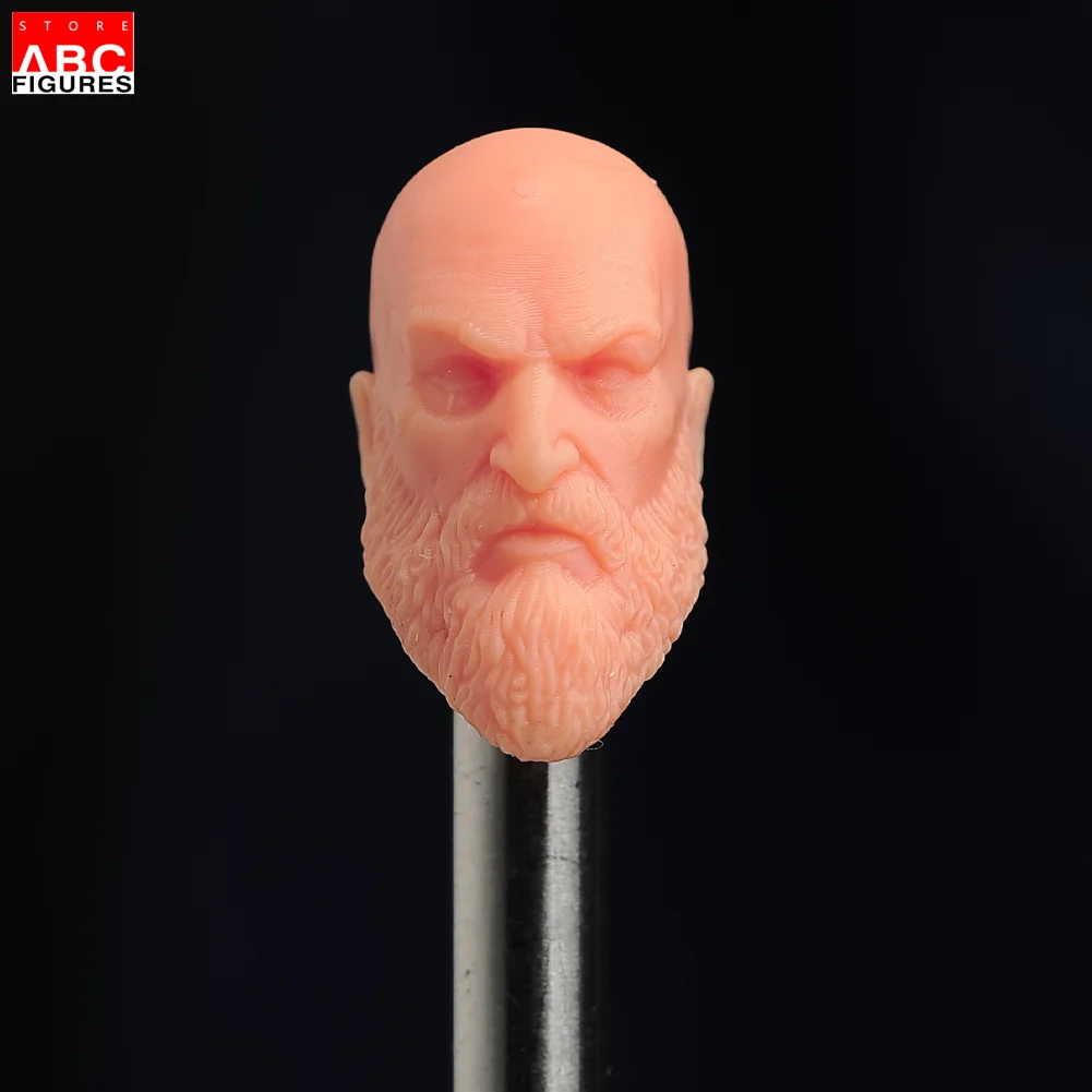 

Unpainted 1/6 1/12 1/18 Bald Head Beard Man Spartan Head Carving Fit Multi-size Male Solider Figure Doll Body