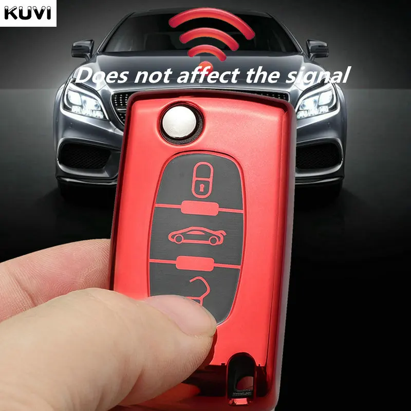 Plating TPU 2/3 Buttons Car Remote Key Case Cover Shell for Citroen C2 C3 C4 C5 C6 C8 for Peugeot 107 207 307 307S 308 407 607 key case key case cover car key shell remote control case cover