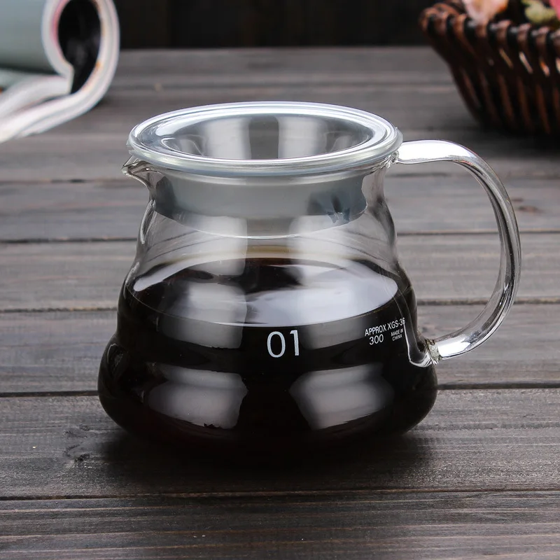 Coffee Kettle Leeseph 350/600ml Clear Glass Sharing Pot Lids Pour Over Espresso Maker Accessories