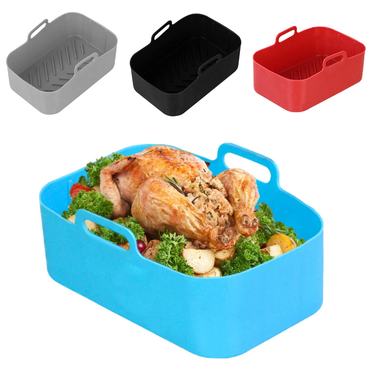 Silicone Air Fryer Baking Tray Baking Pans Air Fryer Oven Square silicone-air-fryer-baking-tray-baking-pans-air-fryer-oven-square