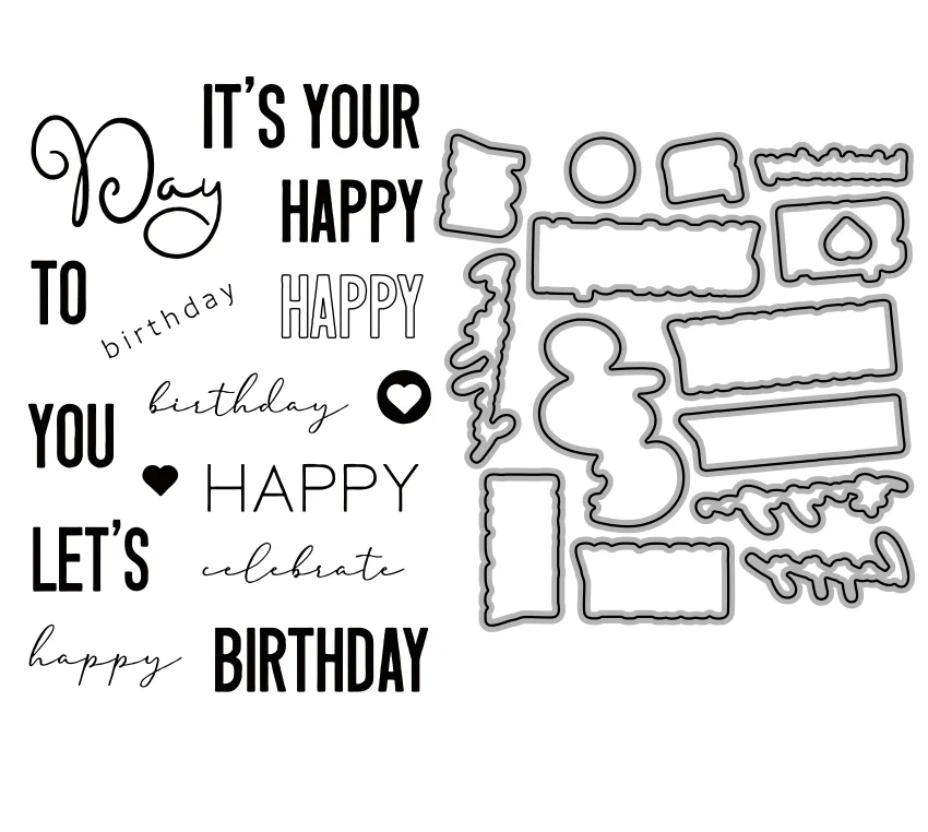 New Craft Birthday Wishe Metal Cutting Dies E Clear Stamp Per Scrapbooking Paper Card Decoration Handmade Craft Dies Cut