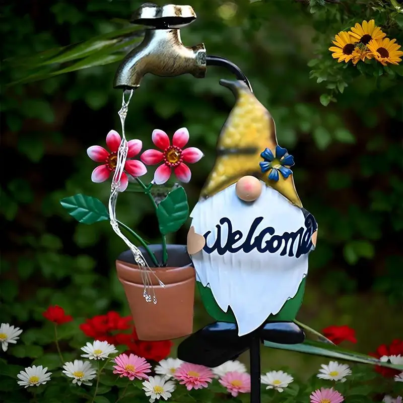 Solar Stake Lights Cartoon Gnome Solar Garden Stakes Waterproof LED Landscape Lighting Faucet Twinkling Decoration For Winter