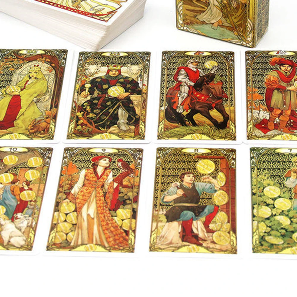 Golden Art Nouveau Tarot Cards Exquisite Packaging Tarot Deck with Guidebook English Version Tarot Oracle Cards for Beginners 2