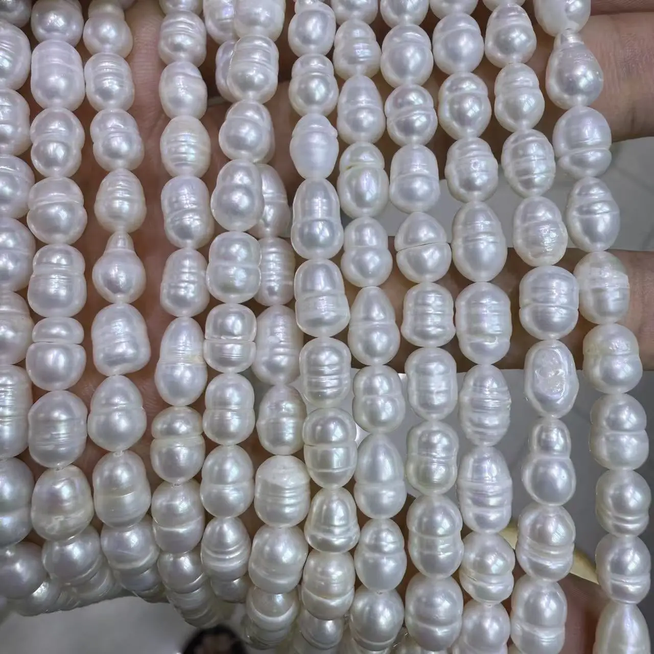 6-7mm 천연 담수 진주 쌀 모양 루즈 스페이서 비즈 DIY 목걸이 팔찌 보석 제작 용품 액세서리 33cm