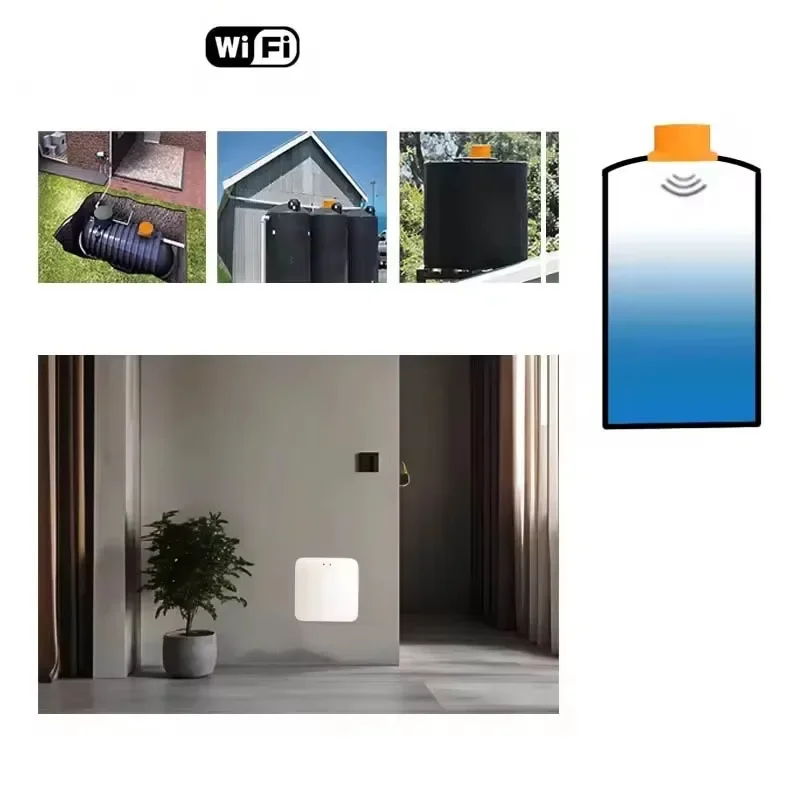 Tuya Smart WiFi Ultrasonic Liquid Level Water Tank Monitor Sensor with Real-time