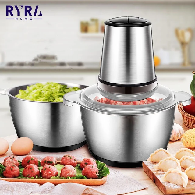 Electric Food Chopper 3l Stainless Steel Meat Grinder Food Processor  Blender Machine Kitchen Appliances,eu Plug - Meat Grinders - AliExpress