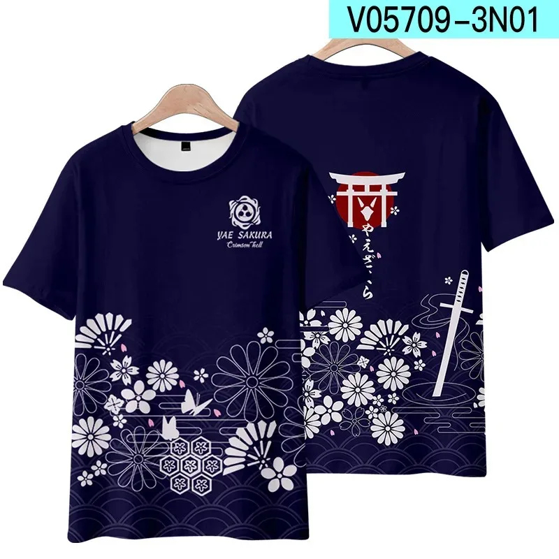 Japan Anime Honkai Impact 3rd 3D T Shirt Women Men Cosplay Costume Kiana Kaslana Yae Sakura Short Sleeve Hip Hop T-Shirt Homme
