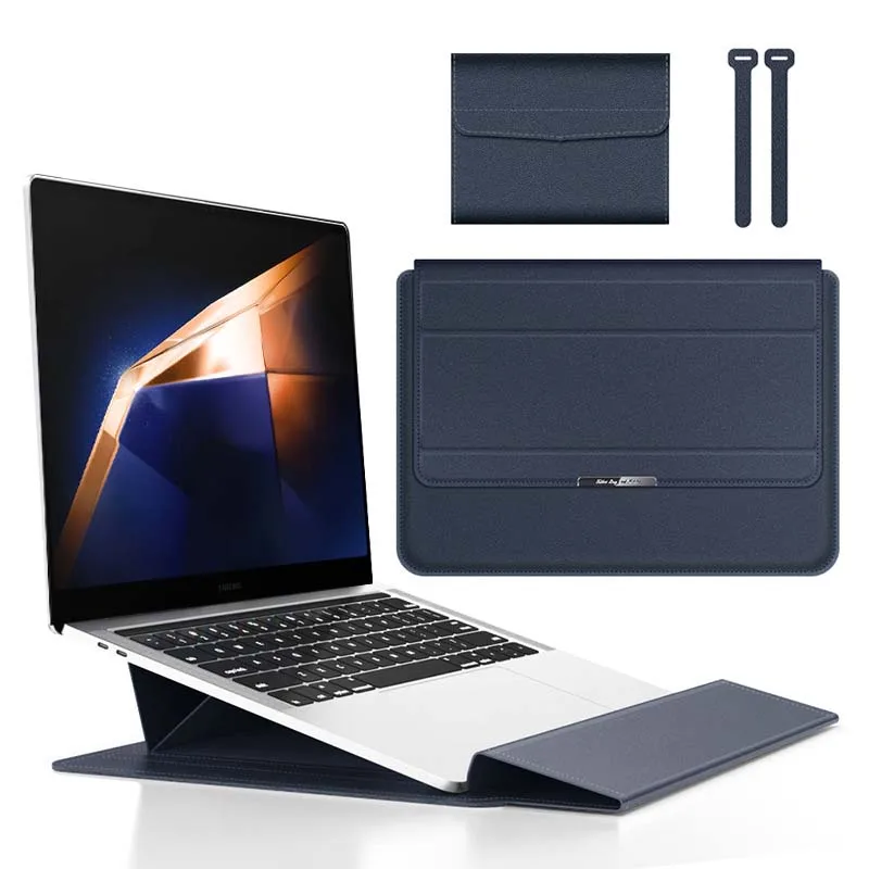 Enhanced Laptop Sleeve and Accessory Organizer with Foldable Stand & Wrist Rest Pad