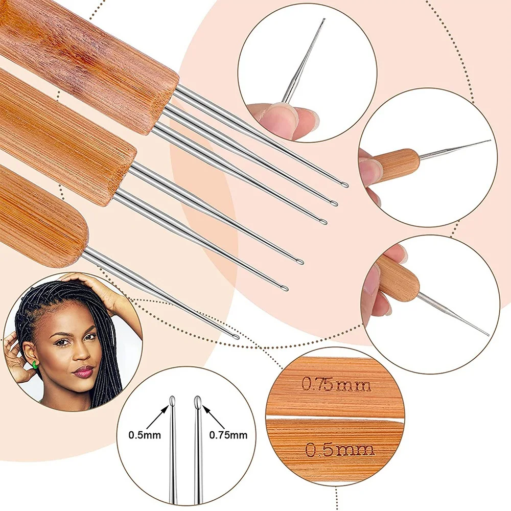 31Pc Braids Crochet Needle Locking Tool Set Dreadlocks Needles Hair Bent Interlocking Tools Dreadlocks Hair Ring crochet hooks