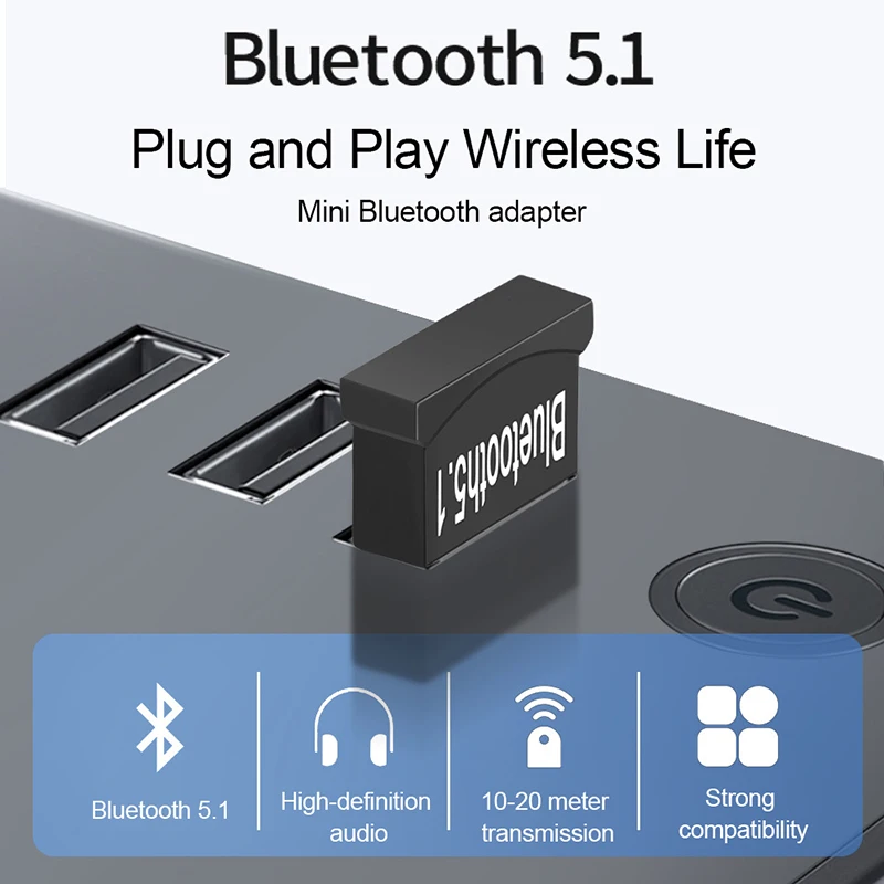 USB 블루투스 호환 5.1 어댑터, Aux 전송 음악 수신기, PC 노트북용 어댑터