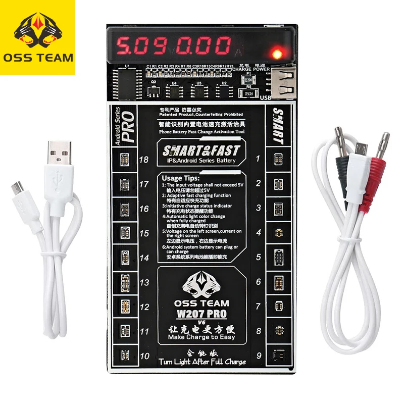 

OSS W207 PRO Battery Activation Board For Samsung Huawei Xiaomi OPPO VIVO Android Phone Batteries Charge Test PCB Board