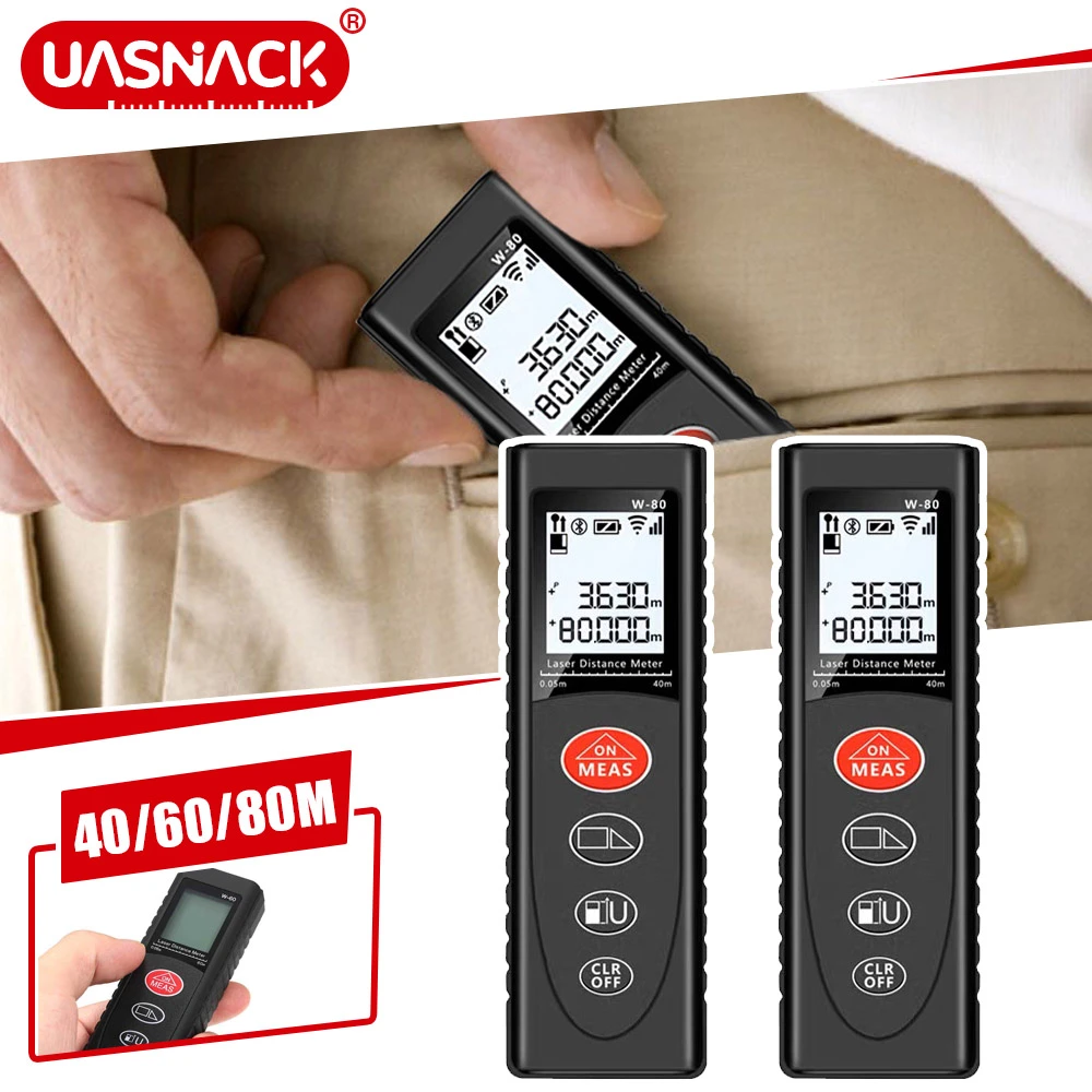 40/60/80m Laser Distance Meter Electronic Rangefinder Laser Digital Tape Angle Laser Range