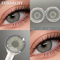 Colored Natural Brown Eye Contacts - Gray Fashion Korean Lens for Big Eyes, Cosmetic Yearly Lenses (1 Pair) (LUCIFER - GRAY)
