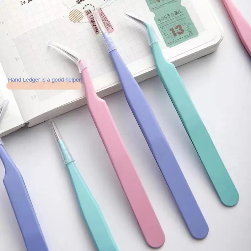 Nail Art Eyelashes Tweezers Macaron Tweezer Scrapbook Sticker Tape Picking DIY Junk Journal Album Stainless Clip DIY Tool