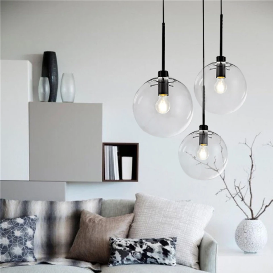 

Скандинавская современная стеклянная подвеска в виде шара, Оригинальная одежда для ресторана, бара, молока, чая, фоновое украшение, потолочный светильник с одной головкой