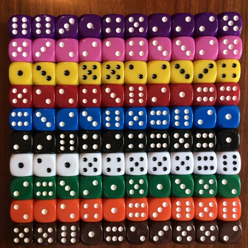 Acrylic dice 10PCS/Lot Dice 10 Colors Solid Acrylic 6 Sided Dice Club/Party/Family Games