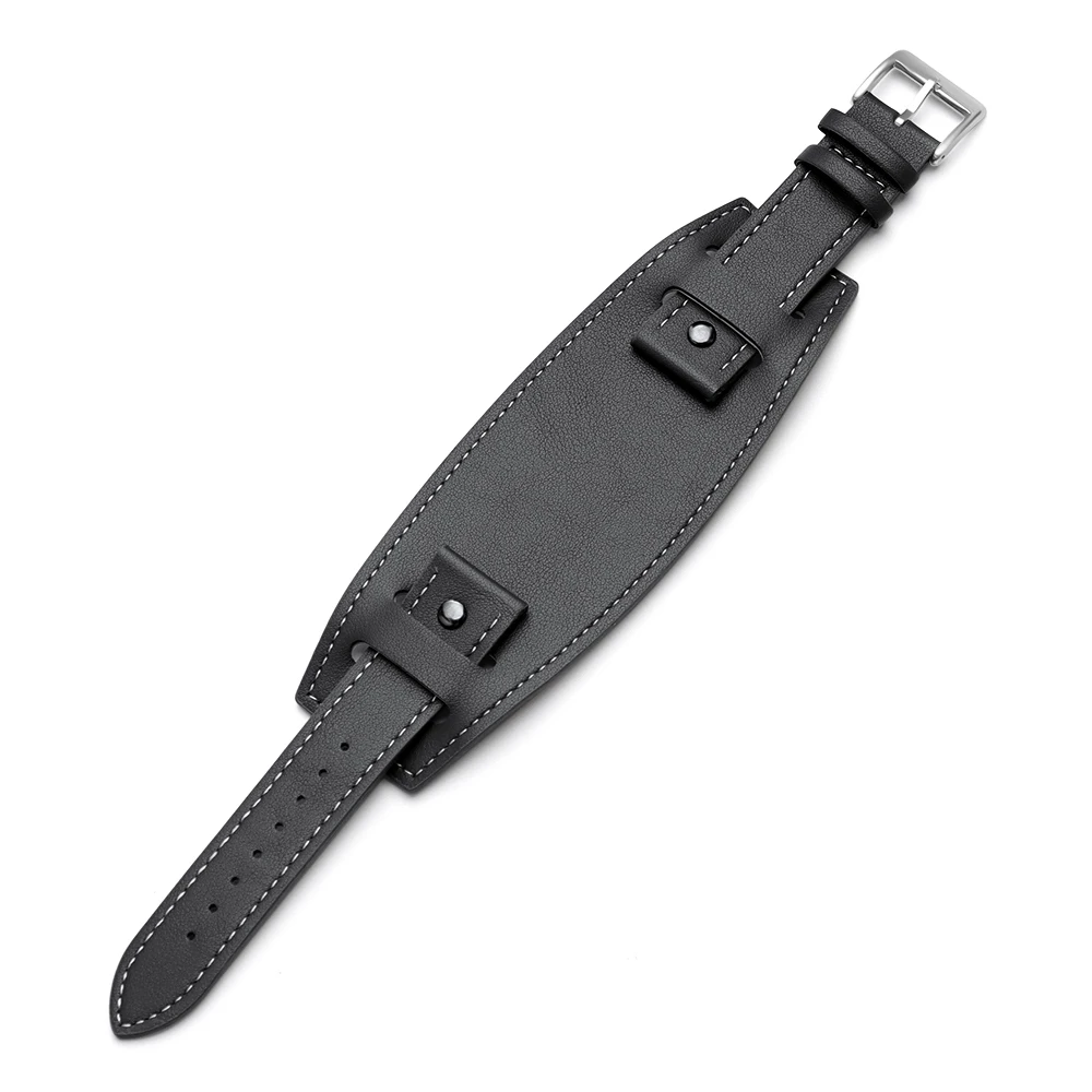 Elegant Leather Watch Strap in Retro Business Style - Black & Brown Bracelet Wristband