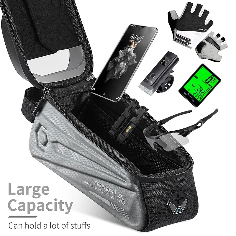 WEST BIKING Bicycle Bag Waterproof 7.0 Inch Phone Case 1.7L Touch Screen Top Tube Front Frame Bag Road MTB Cycling Accessories