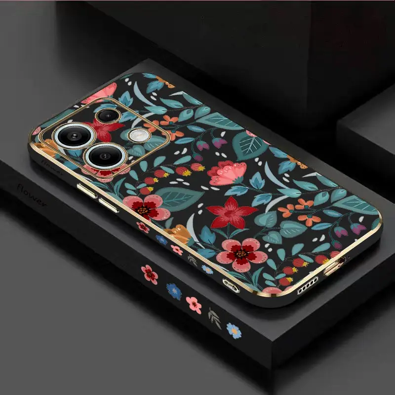 Red Flower Luxury Plating Phone Case