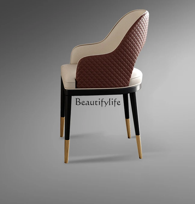 

Italian-Style Light Luxury Leather Dining Chair Home Backrest Balcony Tea Table Negotiation Chair
