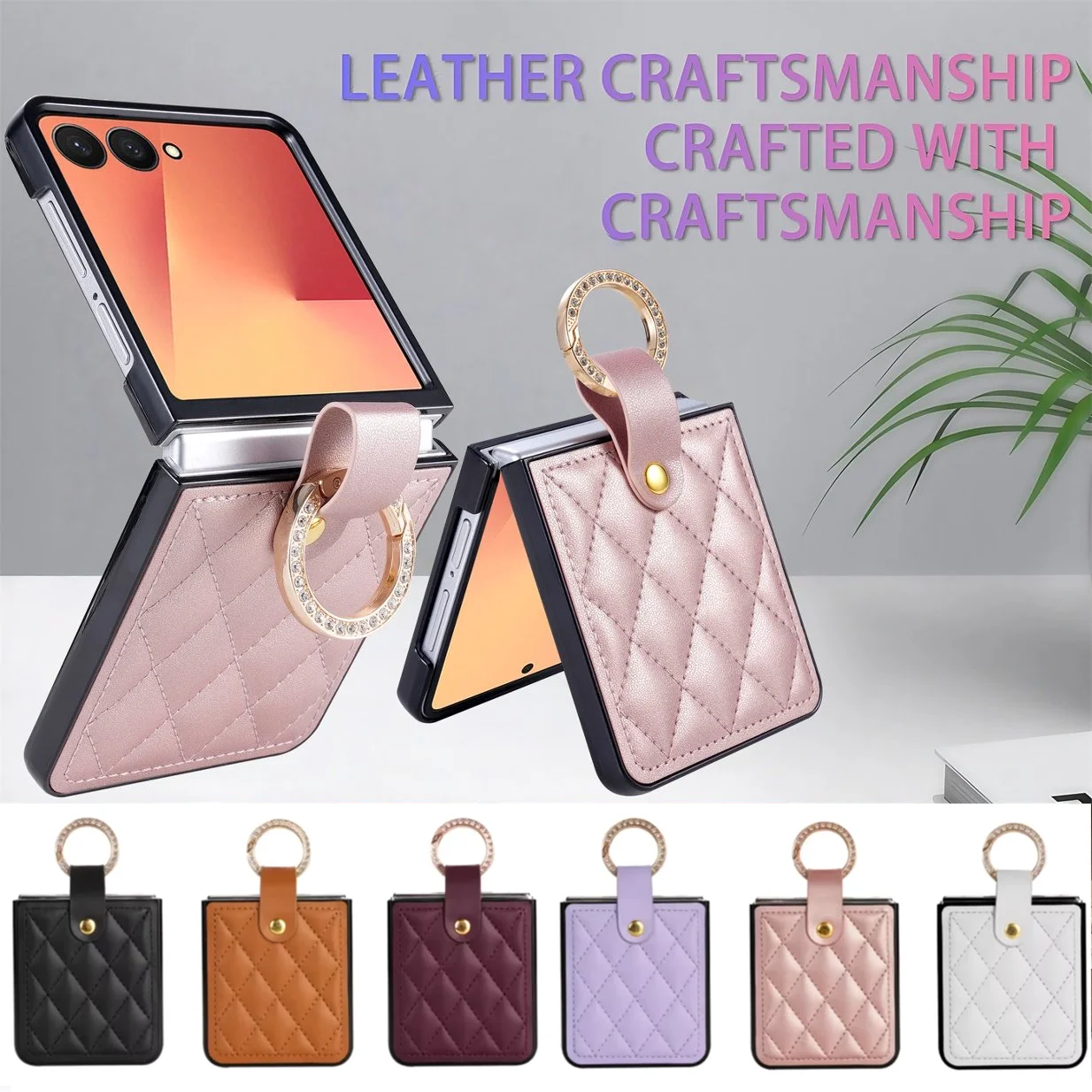 Premium PU Leather Ring Holder Phone Case - Shockproof Protection Cover