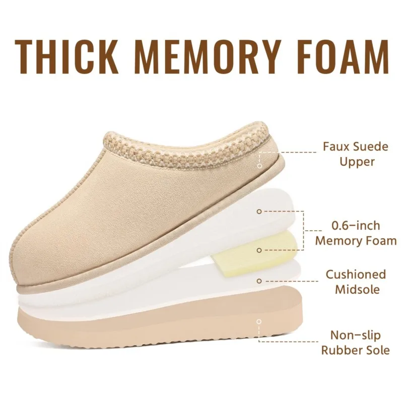 Women Suede Fuzzy Slippers Soft Indoor Outdoor Winter Shoes