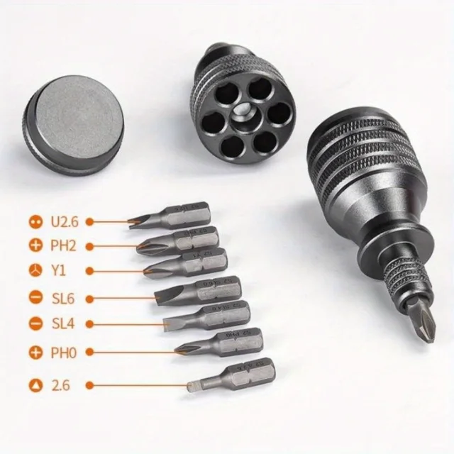1/4 Inch Mini Screwdriver Titanium Screwdriver Magnetic Screwdriver 7 In 1 S2 Alloy Steel Drill Bit EDC for Home Repair Tools 4