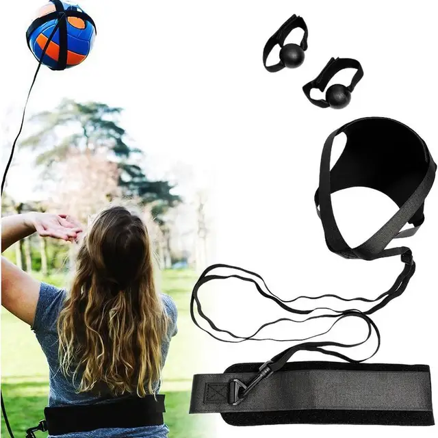 Volley Ball Practice Equipment Solo Spiking Serving Trainer Solo Volleyball Spiking Training Equipment Set For Backyard Outdoor 4