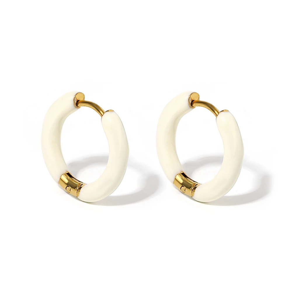 Colorful Neon Enamel Huggie Hoops for Women