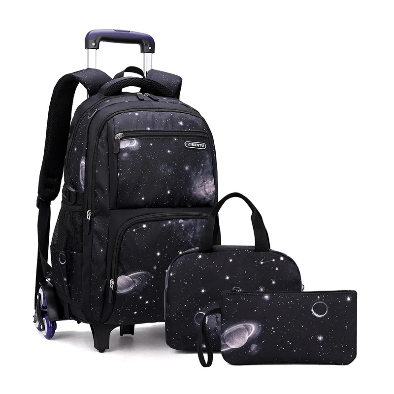 with Lunch Box Trolley School Bags Rolling Backpack for Boys Wheeled Bag  Carry On Kids' Luggage Primary Junior High School Bag