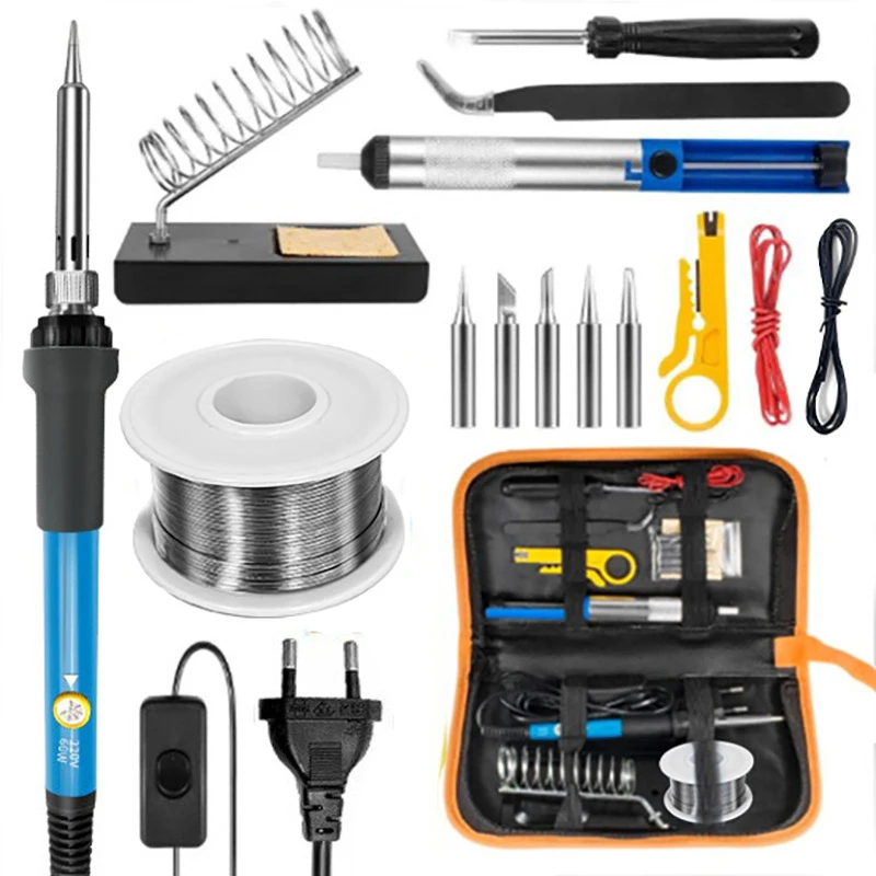 

High Quality 220V 60W Soldering Iron Kit Adjustable Temperature 15 In 1 Tool Set With Soldering Iron Set DIY EU Plug AU UK US