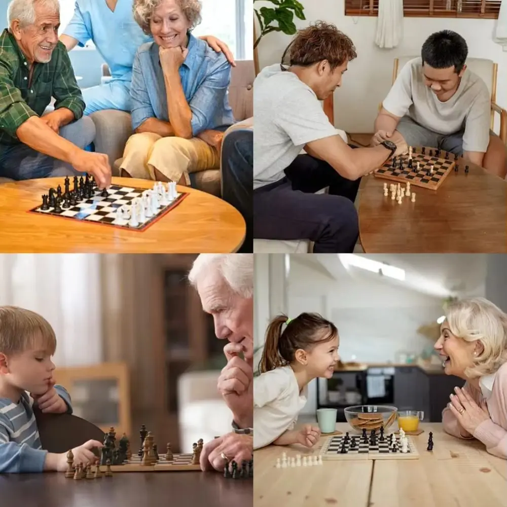 32PCS International Black White Chess Standard Delicate Word Chess Set plastic Education Chess Game Parent-child Game