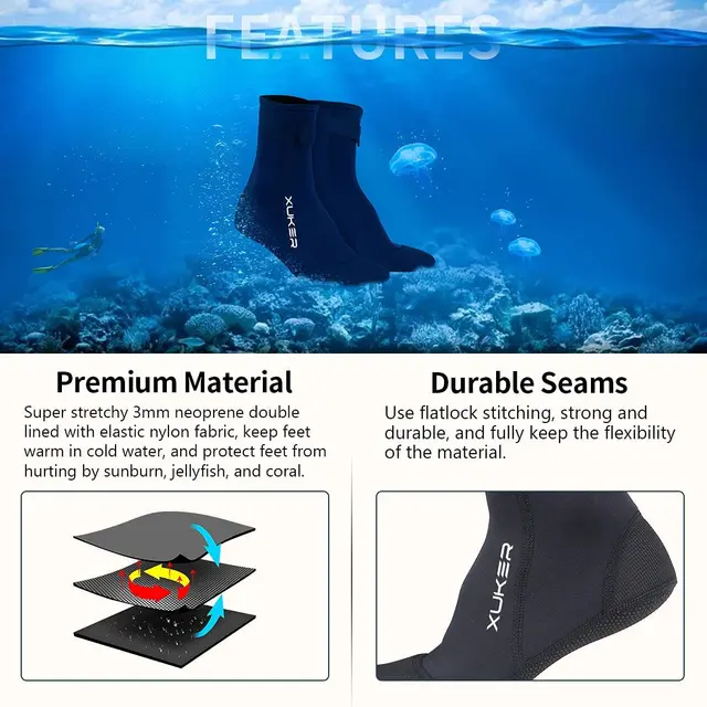 Neoprene Socks 3mm Beach Volleyball Sand Soccer Diving Swimming Surfing Snorkeling Fishing Wading Kayaking Rafting Water Booties 4