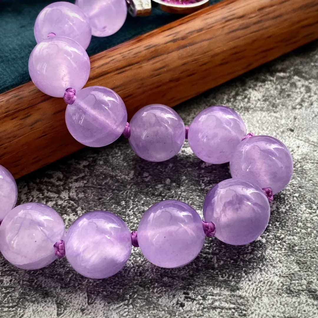 New Chinese nine purple fire natural lavender amethyst 12MM bead necklace