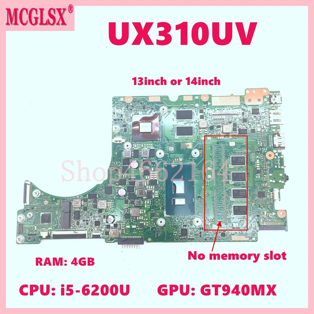 Placa-mãe Cpu para Asus Ux310u Ux310ua Ux3000u Rx310u Ux310uq Uqk Ux410u Rx310uqk Ux410u Ux410uqk - Imagem 2