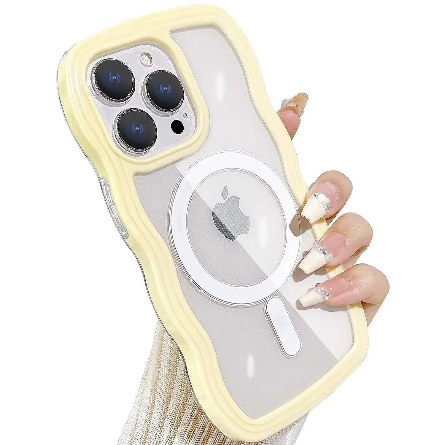 Per Iphone 15 14 13 12 11 Pro Max Custodia Con Mag-Safe, Custodia Magnetica Wave Cute Water Ripple Candy Colors Frame Cover Antiurto
