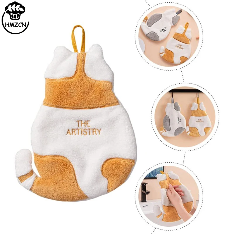 

Cute Cat Hand Towel For Child Super Absorbent Microfiber Kitchen Towel High-efficiency Tableware Cleaning Towel Kitchen Tools Ne