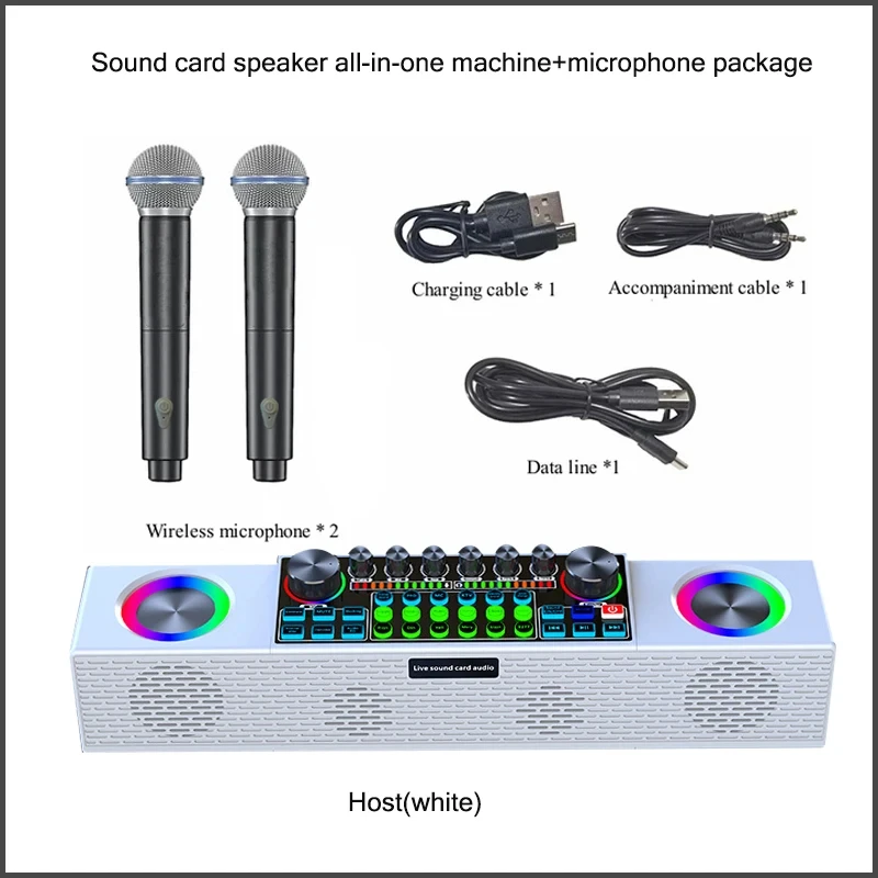 

Multi-function Wireless Bluetooth Speaker Live Broadcast Sound Card Portable Family KTV Karaoke Audio Set All-in-one Equipment