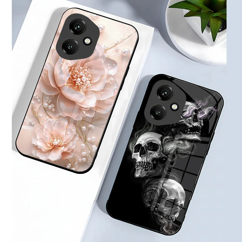 Enhanced Tempered Glass Shockproof Phone Case with Hard PC Back Cover and Bumper Protection