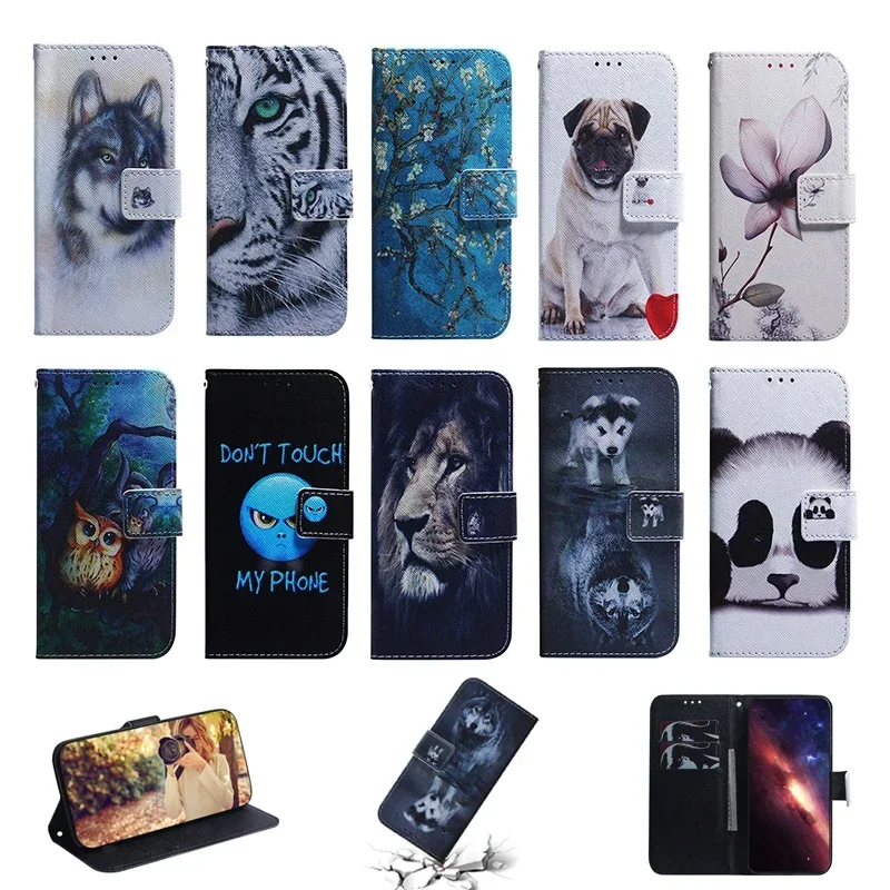 Stylish Painted Flip Leather Magnetic Phone Case Cover