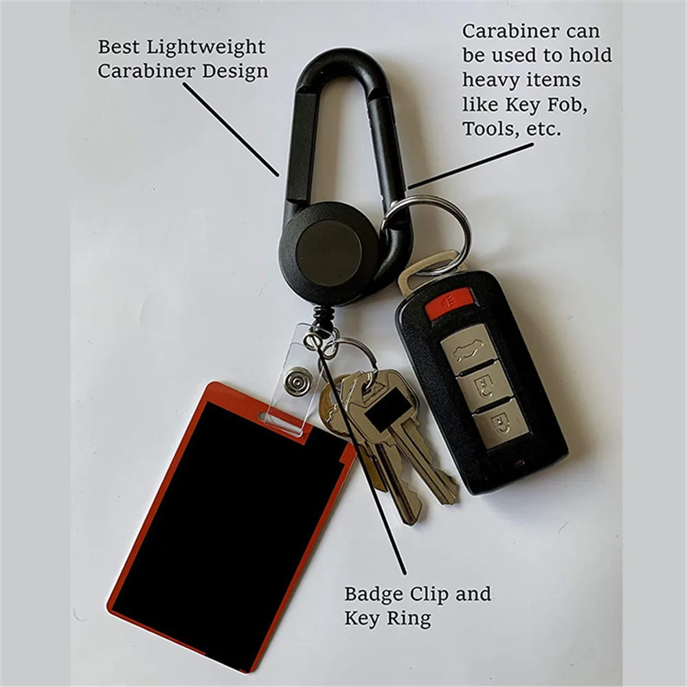 야외용 카라비너 의사 열쇠고리 클립 간호사 배지 릴 배지 홀더 접이식 클립 배지 홀더 (학교, 병원, 사무실용)