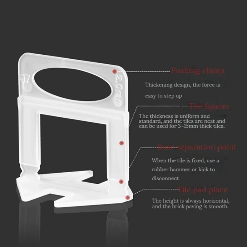 500PCS Tile Leveling System 0.35mm 0.5mm Leveler Base Tile Leveling Toolkit Shims Clamps Wedges Construction Tools