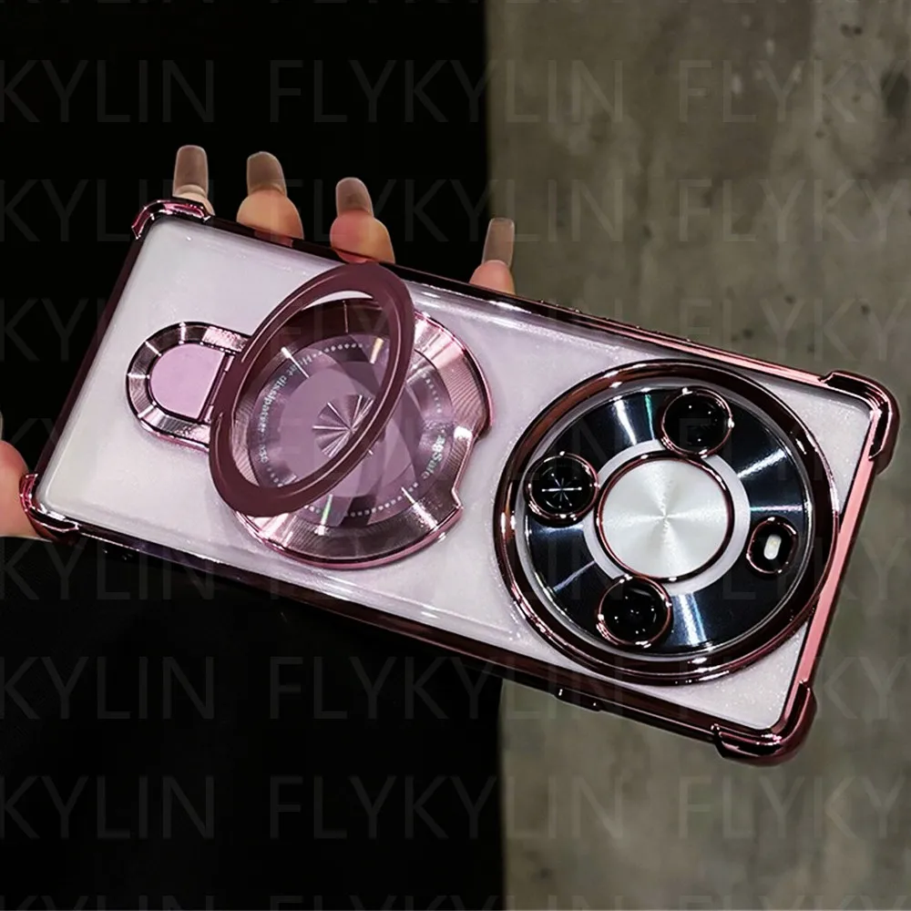Magnetic Holder Stand Shockproof Clear Silicone Phone Case