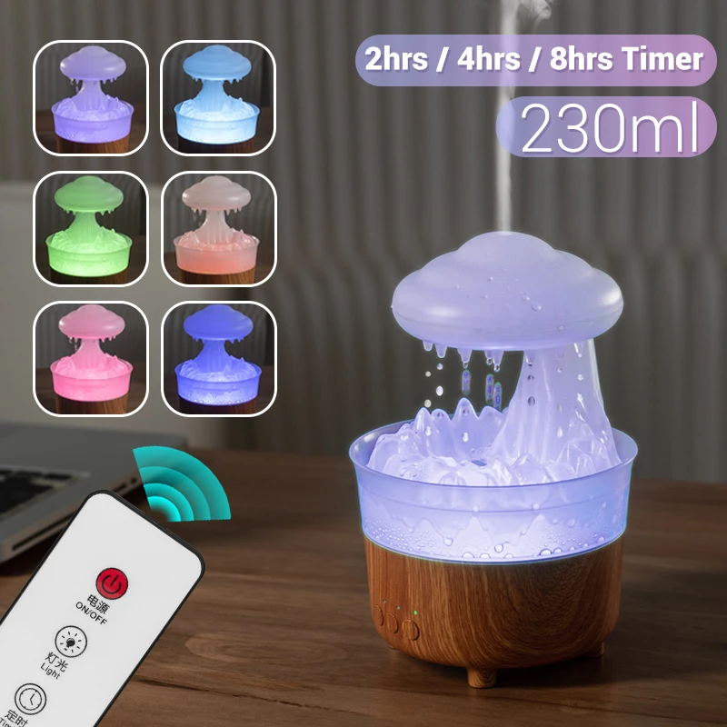 

Увлажнитель воздуха Raindrop, диффузор эфирного масла для дома, 230 мл, увлажнитель воздуха с каплями воды и ярким ароматом диффузора