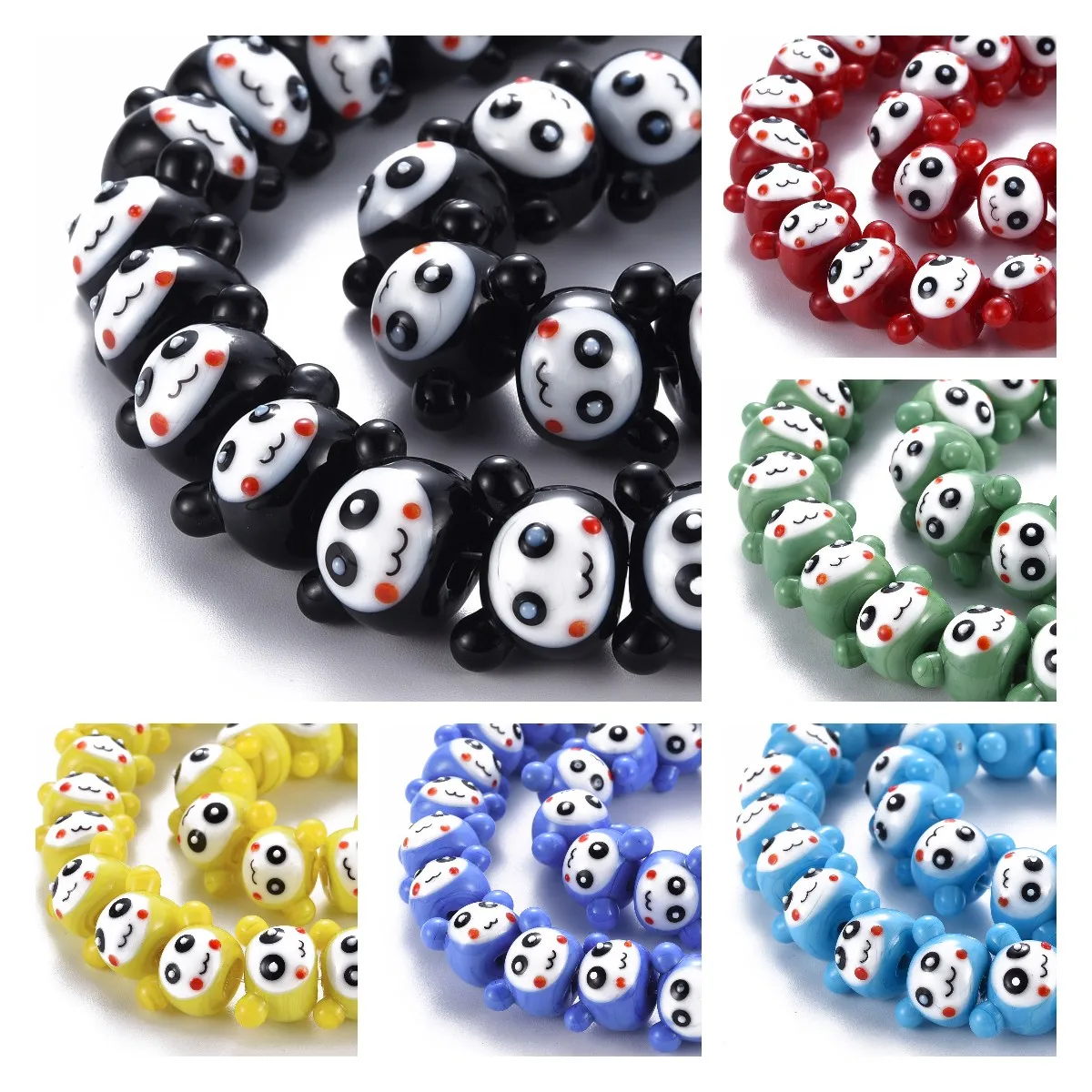 

40pcs Handmade Bumpy Lampwork Glass Beads Black Moppet Loose Beads For Bracelets Necklace Jewelry DIY Crafts Findings