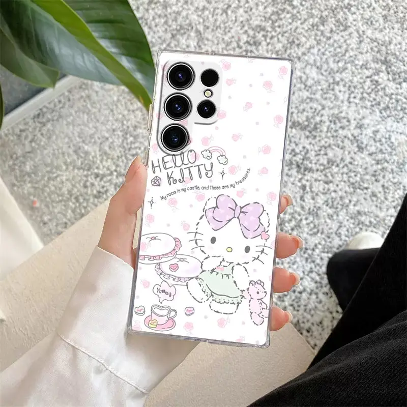 thumbnail image 1 of Funda de teléfono con dibujos animados de Hello Kitty, carcasa transparente para Samsung S24, S23 Ultra, S22, S20 Plus, S21 FE, Galaxy S24Ultra, S235G, 1 of 5